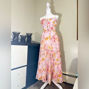 Francesca's Collections Pastel Pink Floral Maxi Dress